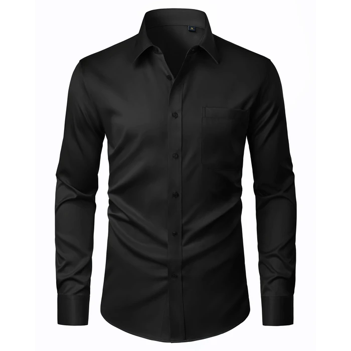 J.VER Black Button Up Shirt Men Stretch Stain Shield Long Sleeve Dress Shirt Wrinkle Resistant Business Formal Shirt with Pocket Large by J.VER - Used - Like New condition - US$15.81