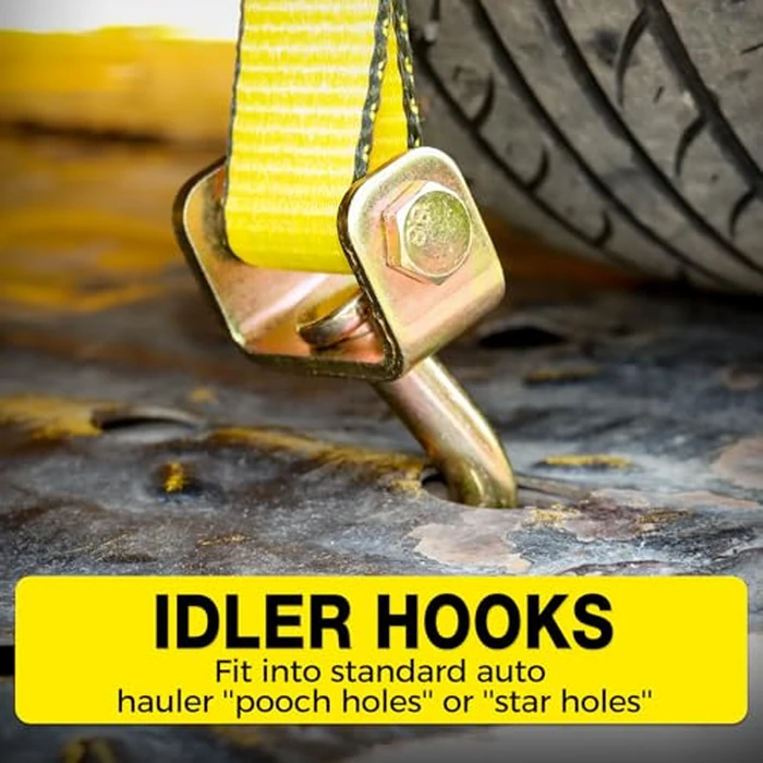 Autofonder Car Hauler Straps Heavy Duty 10,000 lbs Break Strength-3-Point Tire Tie Down Straps for Trailers,Over The Wheel Tie Downs with Rubber Cleats for SUV,Truck,ATV,UTV by Autofonder - Image 5