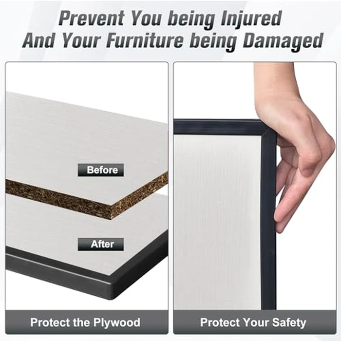 Rubber Edge Trim, Self Adhesive U Channel Edge Trim, Big Size U Shaped Trim, Edge Banding for Plywood, Woods, Shelf, Cabinet, Countertop, Size 3/4", Length 20Ft, Black by Protalwell - Image 5