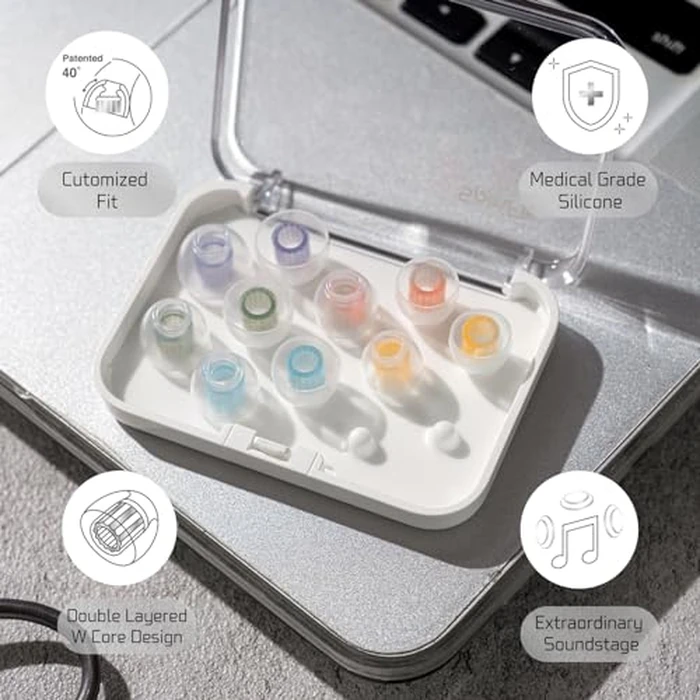 SpinFit W1 for IEM - M - Patented Medical-Grade Silicone Ear Tips, Double W-Shaped Tube Core, More Stability by SpinFit - Image 4