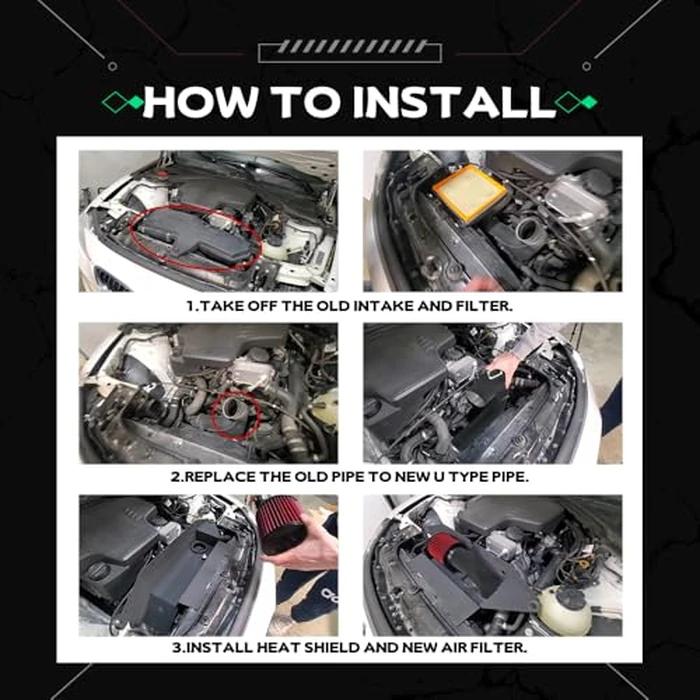PTNHZ Cold Air Intake Kit w/Filter & Heat Shield Compatible With BMW 2012-2016 228i 320i 328i 420i 428i F22 F30 F32 by PTNHZ - Image 6