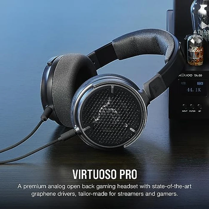 CORSAIR Virtuoso PRO Wired Open Back Gaming Headset - Detachable Uni-Directional Microphone - 50mm Graphene Drivers - 20Hz-40 kHz Frequency Response - Carbon by Corsair - Image 2