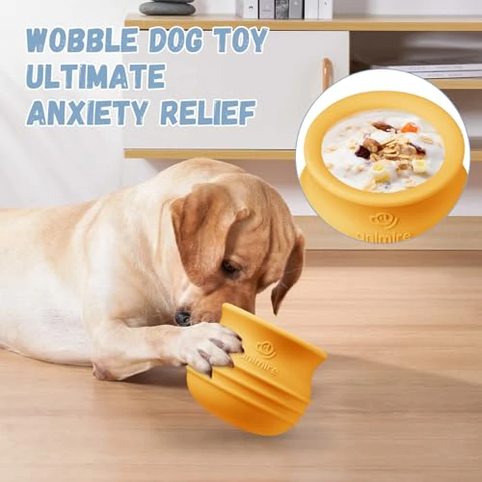 Animire Treat Dispensing Dog Toy, Long-Lasting Interactive Puzzle Toys for Dogs, Stuffable Dog Enrichment Frozen Lick Treat Toy for Boredom, BPA Free Silicone Fetch Catch Chew Toy (Orange,L) by Animire - Image 4