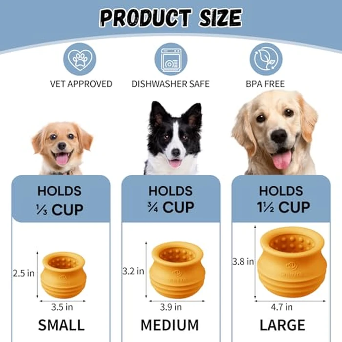 Animire Treat Dispensing Dog Toy, Long-Lasting Interactive Puzzle Toys for Dogs, Stuffable Dog Enrichment Frozen Lick Treat Toy for Boredom, BPA Free Silicone Fetch Catch Chew Toy (Orange,L) by Animire - Image 5