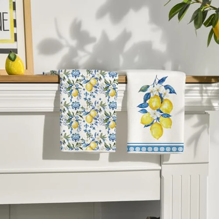 Artoid Mode Lemon Flowers Floral Summer Kitchen Towels Dish Towels, 18x26 Inch Seasonal Decoration Hand Towels Set of 2 by Artoid Mode - Image 3