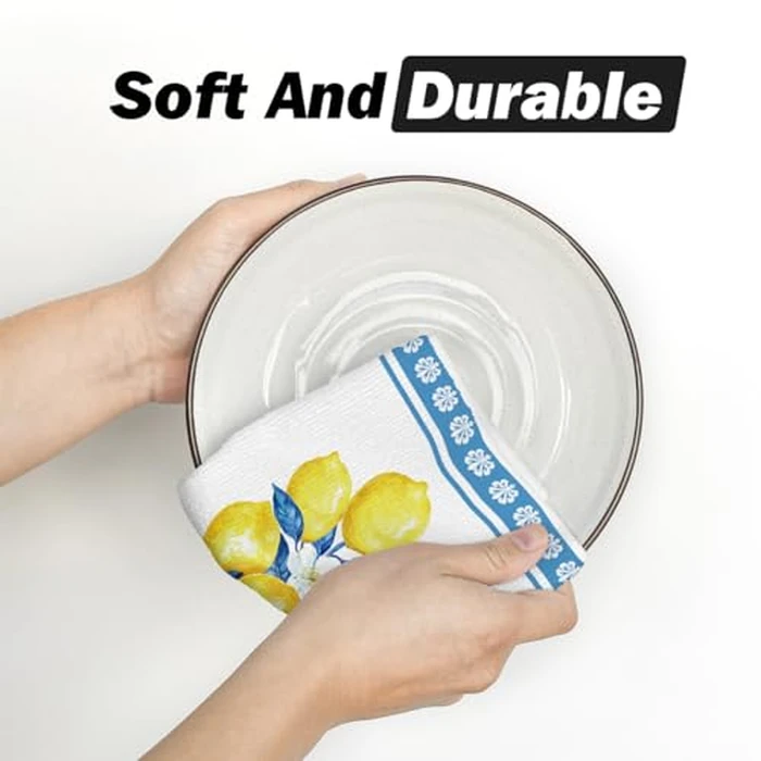 Artoid Mode Lemon Flowers Floral Summer Kitchen Towels Dish Towels, 18x26 Inch Seasonal Decoration Hand Towels Set of 2 by Artoid Mode - Image 5