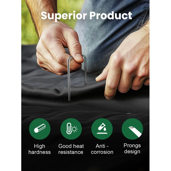 GROWNEER 200 Pack Landscape Staples 6 Inch 11 Gauge Heavy Duty Hot-Dip Galvanized Steel Garden Stakes U-Shaped Weed Barrier Spikes Metal Ground Pins for Lawn and Yard Landscaping by GROWNEER - Image 3