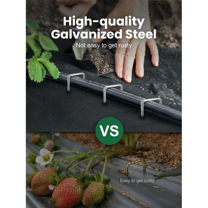 GROWNEER 200 Pack Landscape Staples 6 Inch 11 Gauge Heavy Duty Hot-Dip Galvanized Steel Garden Stakes U-Shaped Weed Barrier Spikes Metal Ground Pins for Lawn and Yard Landscaping by GROWNEER - Image 5