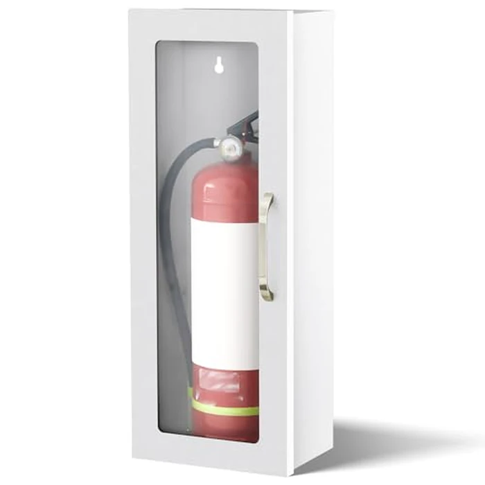 Zonon 1 Pcs 10lb Fire Extinguisher Cabinet Wall & Surface Mount 24-3/4 H x 10-1/4 W x 6-3/4 D 22 Gauge Steel Fire Extinguisher Box Case Extinguishers Holder with Handle for Indoor Outdoor (White) by Zonon - Used - Very Good condition - US$78.05