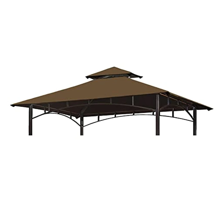 Grill Gazebo Replacement Canopy Top - Wonwon 5x8 Gazebo Roof Double Tiered Outdoor BBQ Roof Cover Grill Shelter Only Fit for Model L-GG001PST-F (Brown) by Wonwon - Image 1