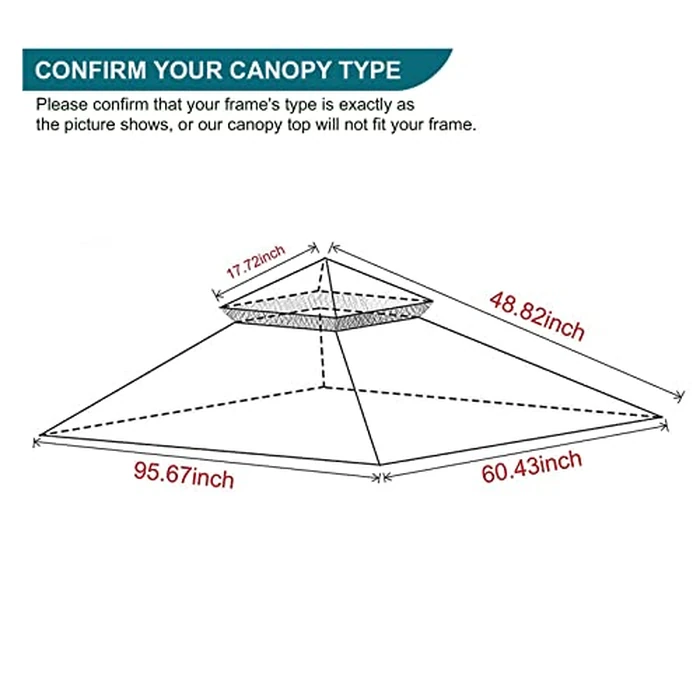 Grill Gazebo Replacement Canopy Top - Wonwon 5x8 Gazebo Roof Double Tiered Outdoor BBQ Roof Cover Grill Shelter Only Fit for Model L-GG001PST-F (Brown) by Wonwon - Image 2