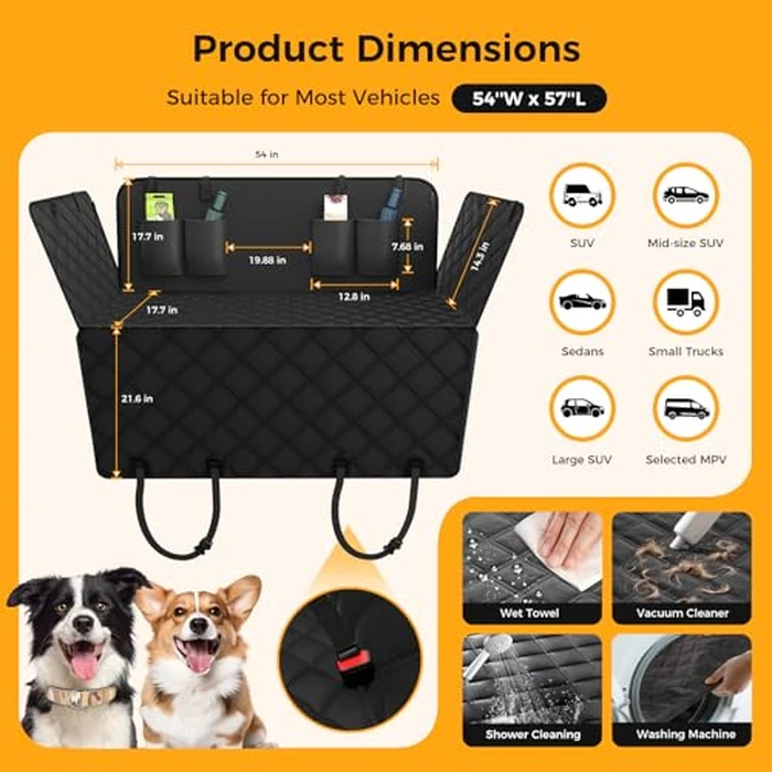 Dog Car Seat Cover,100% Waterproof Scratch Proof Nonslip Seat Cover,600D Heavy Duty Scratch Durable Soft with Side Cover Dog Hammock for Cars Trucks and SUVs by Elouta - Image 3