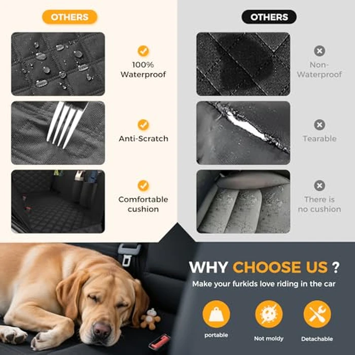 Dog Car Seat Cover,100% Waterproof Scratch Proof Nonslip Seat Cover,600D Heavy Duty Scratch Durable Soft with Side Cover Dog Hammock for Cars Trucks and SUVs by Elouta - Image 4