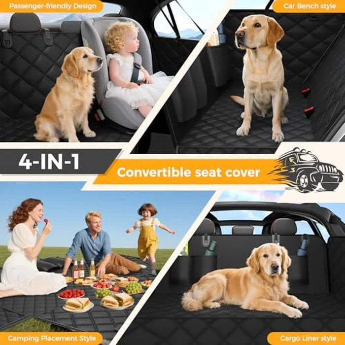 Dog Car Seat Cover,100% Waterproof Scratch Proof Nonslip Seat Cover,600D Heavy Duty Scratch Durable Soft with Side Cover Dog Hammock for Cars Trucks and SUVs by Elouta - Image 6