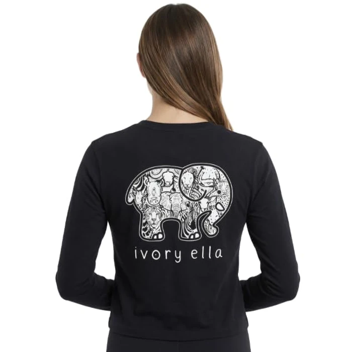 Ivory Ella Womens Safari Shrunken L/S Tee, Black, L by Ivory Ella - Used - Like New condition