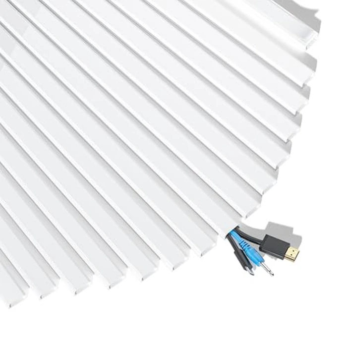 Yecaye 235in Wall Cord Hider for 2-3 Cords, On-Wall Cord Cover Channel, Long Cable Concealer, Cable Cover Cords Management for Home Office, W0.94in H0.47in, White by Yecaye - Image 1