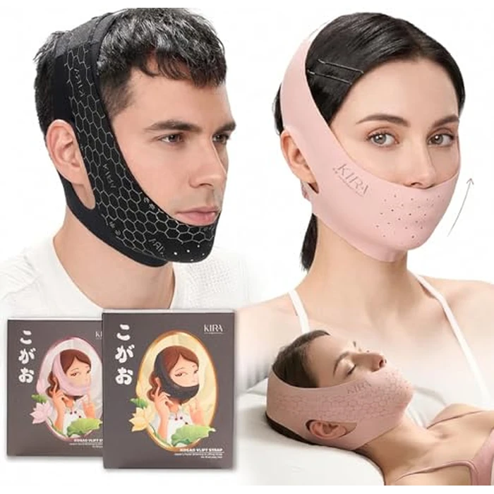 Premium Chin Strap for Sleeping & Anti Snoring, CPAP Chin Strap to Keep Mouth Closed, Jawline Shaper & Double Chin Reducer, Tape-Free Alternative to Mouth Tape for Sleeping (Adjustable, Breathable) by KIRA INTERNATIONAL - Used - Like New condition - US$25.12