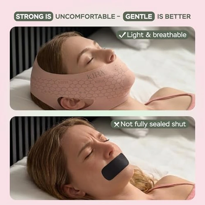 Premium Chin Strap for Sleeping & Anti Snoring, CPAP Chin Strap to Keep Mouth Closed, Jawline Shaper & Double Chin Reducer, Tape-Free Alternative to Mouth Tape for Sleeping (Adjustable, Breathable) by KIRA INTERNATIONAL - Image 3