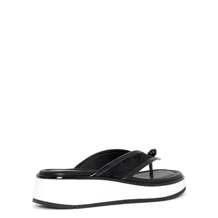 Donald Pliner Womens KLARICE Distressed Metallic Thong Wedge Sandal,Black, 6.5 by Donald J Pliner - Image 2