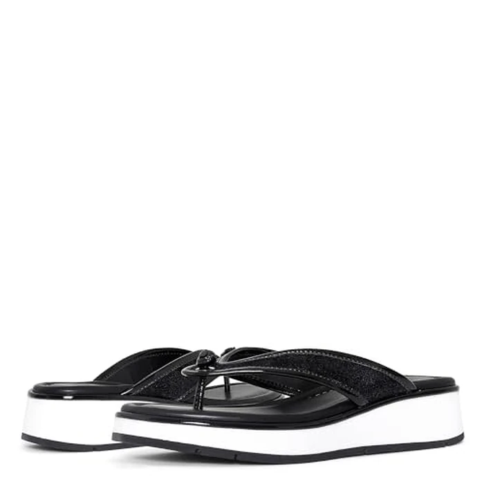 Donald Pliner Womens KLARICE Distressed Metallic Thong Wedge Sandal,Black, 6.5 by Donald J Pliner - Image 3