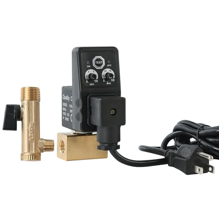 Automatic Electronic Tank Drain Kit, 1/4" NPT Timer Operated Compressor Air Drain Valves with 1/4" flexible Braided Steel Tube and Ball Valve Strainer 1/2" x 1/4" MNPT by SUNROAD - Image 2