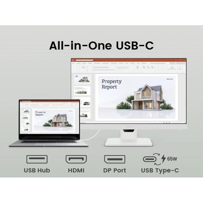 BenQ GW2486TC Office USB hub Monitor 24" 1080p | Coding Mode | IPS | Eye-Care Tech | Adaptive Brightness | Height Adjustable | White Monitor | Noice-Cancelling Mic | Daisy Chain | USB-C by BenQ - Image 2