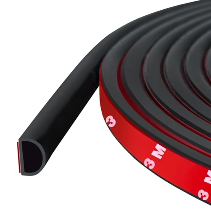 Weather Stripping Door Seal Self Adhesive Door Weather Strip Silicone D Shaped Seal Strip for Door Frame/Window Seal, 20FT, Black Color (3/8" W x 5/16" T) by Protalwell - Used - Like New condition