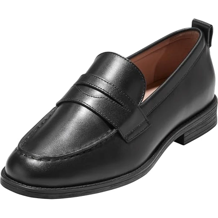 Cole Haan Women's Stassi Penny Loafers, Black Waterproof Leather, 6.5-B US by Cole Haan - Used - Like New condition