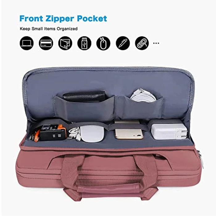 MOSISO 360 Protective Laptop Bag 13.3 inch, 13-14 inch Computer Bag Compatible with MacBook Air 13 inch/Pro 13 inch/Pro 14 inch,HP,Dell,Notebook, Laptop Carrying Case with Strap&Handle, Dusty Rose by MOSISO - Image 3