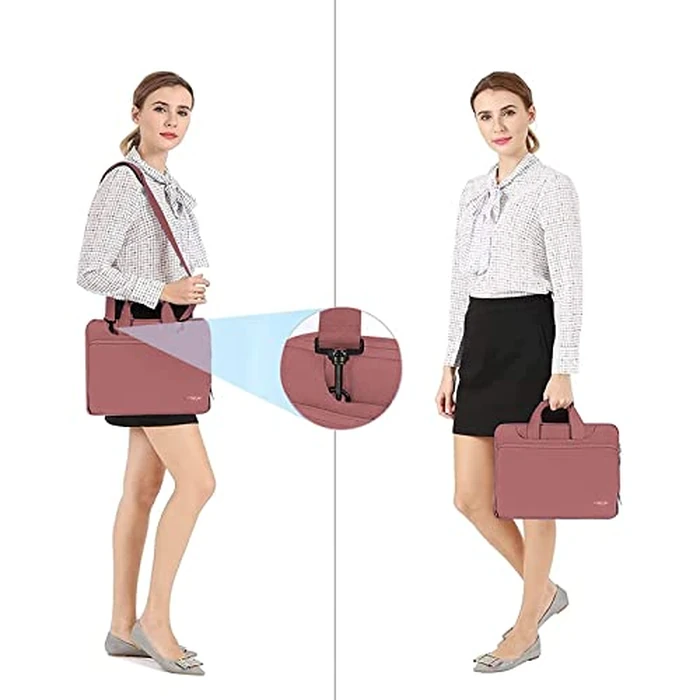 MOSISO 360 Protective Laptop Bag 13.3 inch, 13-14 inch Computer Bag Compatible with MacBook Air 13 inch/Pro 13 inch/Pro 14 inch,HP,Dell,Notebook, Laptop Carrying Case with Strap&Handle, Dusty Rose by MOSISO - Image 5