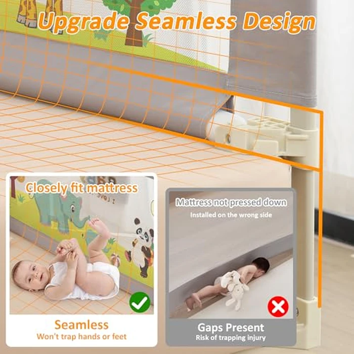 Bed Rails for Toddlers, Pack of 3 Baby Guard Foldable Kids Bed Rails Guard Infants Safety Guardrail for King Size Bed - 2x200cm + 1x190 cm in Bundle - 3 Minute Quick Assembly by BabyAlly - Image 4