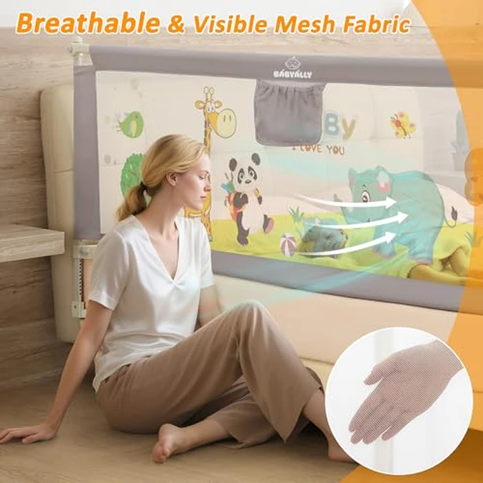 Bed Rails for Toddlers, Pack of 3 Baby Guard Foldable Kids Bed Rails Guard Infants Safety Guardrail for King Size Bed - 2x200cm + 1x190 cm in Bundle - 3 Minute Quick Assembly by BabyAlly - Image 7
