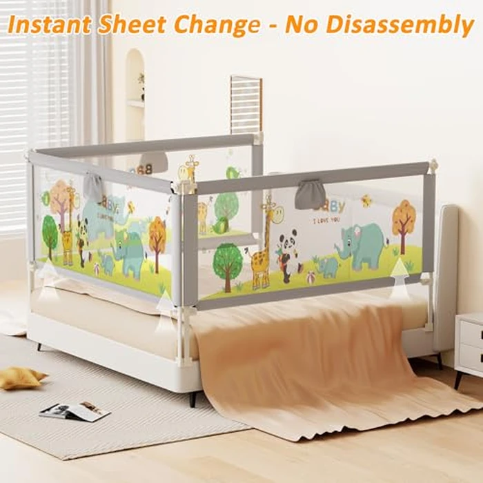 Bed Rails for Toddlers, Pack of 3 Baby Guard Foldable Kids Bed Rails Guard Infants Safety Guardrail for King Size Bed - 2x200cm + 1x190 cm in Bundle - 3 Minute Quick Assembly by BabyAlly - Image 8