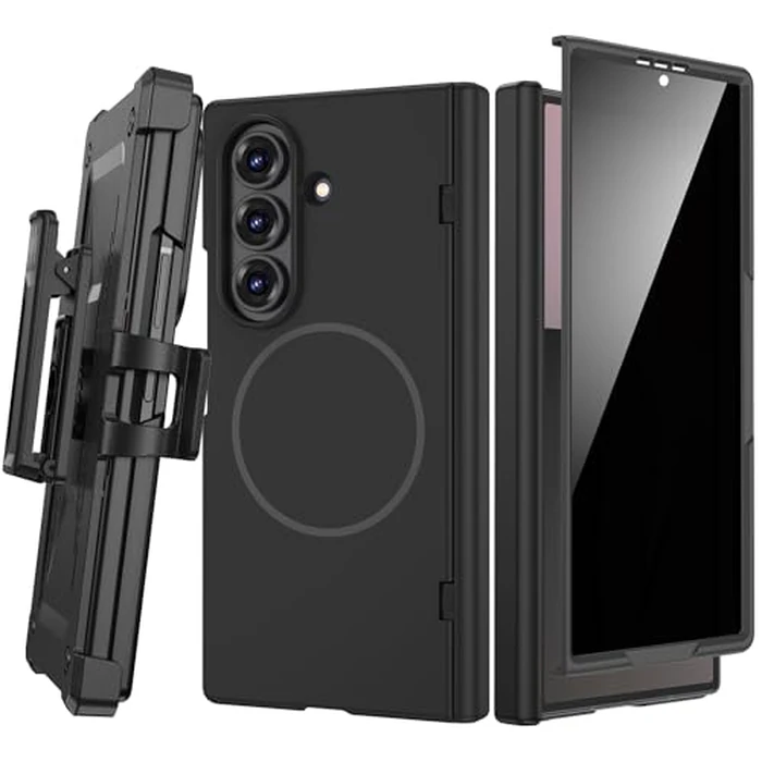 Maxdara for Z Fold 7 Case with Privacy Screen Protector, [Compatible with Magsafe] [with Belt Clip] [Hinge Protection] Magnetic Cover for Samsung Galaxy Z Fold 7 - Black (Privacy Screen) by Maxdara - Used - Acceptable condition