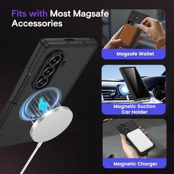 Maxdara for Z Fold 7 Case with Privacy Screen Protector, [Compatible with Magsafe] [with Belt Clip] [Hinge Protection] Magnetic Cover for Samsung Galaxy Z Fold 7 - Black (Privacy Screen) by Maxdara - Image 6