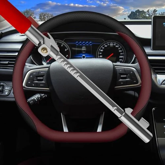 MONOJOY Steering Wheel Lock - Adjustable Antitheft Car Device Locks, Universal Volante Prevention Accessory, with 3 Keys and Escape Hammer for Truck SUV Van Security, Vehicle Immobilizer System by MONOJOY - Image 8