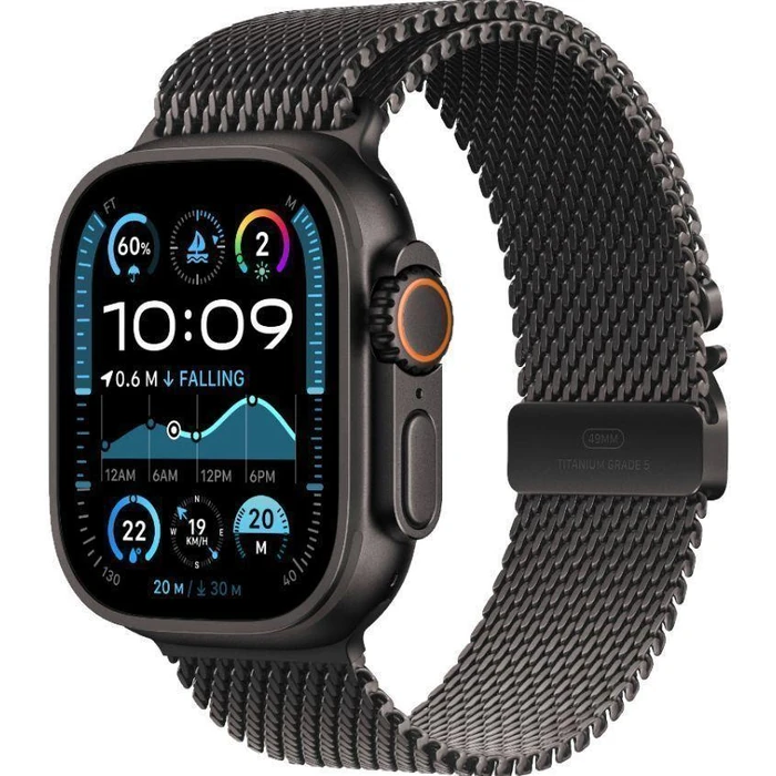 Apple Watch Ultra 2 (Cellular + GPS) - 64GB - 49mm - Black Titanium Case with Black Textile Titanium Milanese Loop Band - One Size by Apple - Image 2