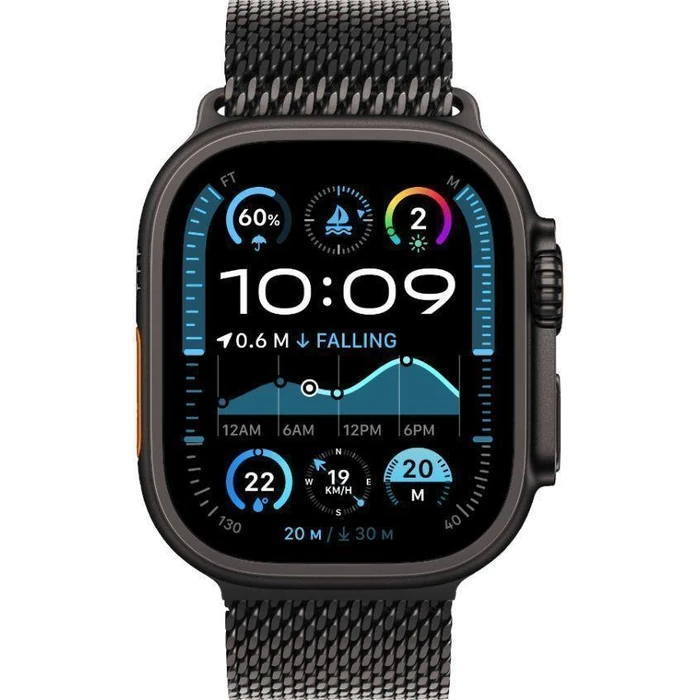 Apple Watch Ultra 2 (Cellular + GPS) - 64GB - 49mm - Black Titanium Case with Black Textile Titanium Milanese Loop Band - One Size by Apple - Image 1
