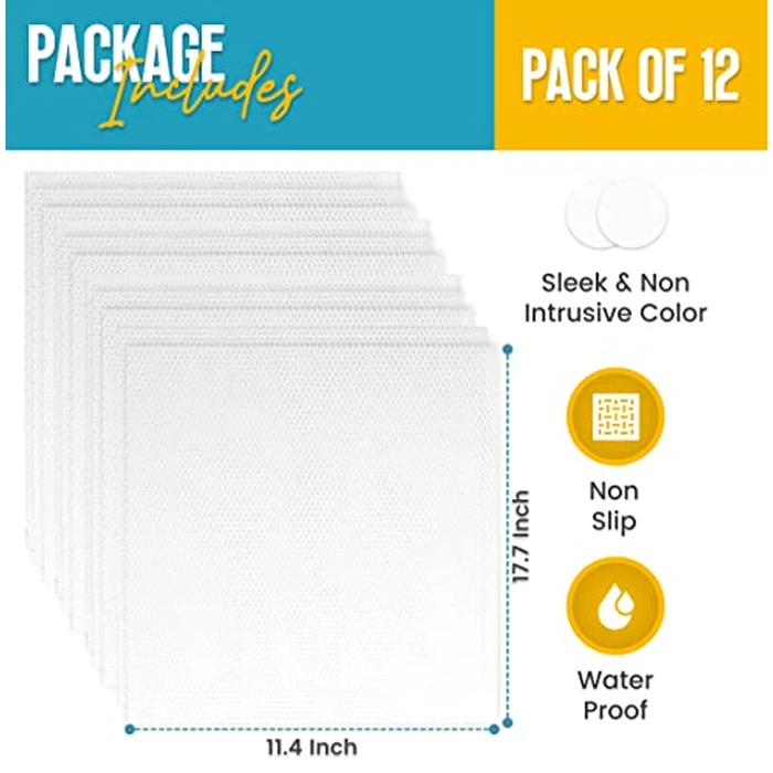 Refrigerator Liners for Shelves (12 Pack) by Linda’s Essentials - Non-Adhesive Shelf or Drawer Liner, BPA-Free Fridge Mats for Kitchen & Cabinets, Easy to Clean, Ideal Household Essentials (Clear) by Linda's Essentials - Image 2