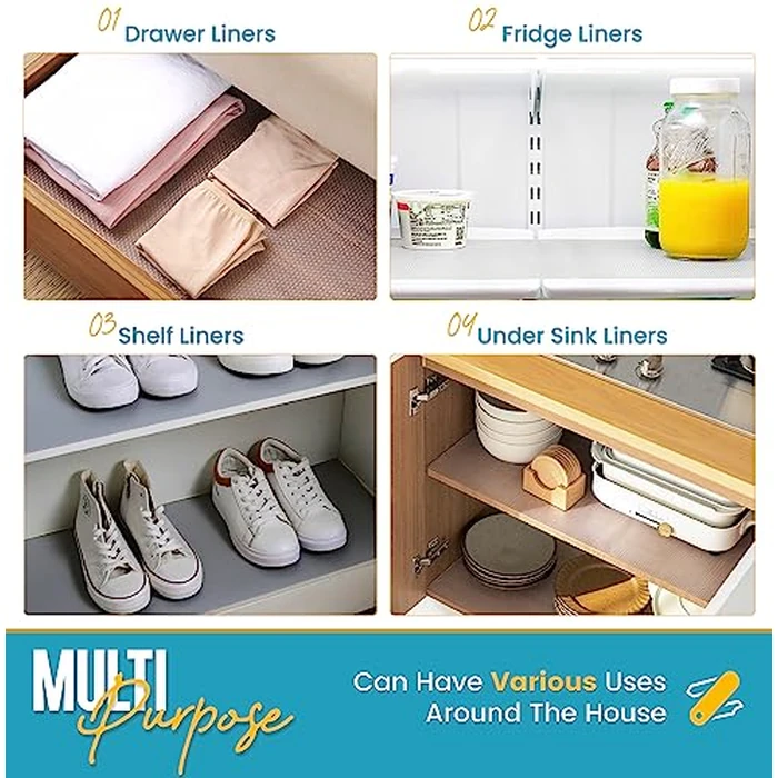 Refrigerator Liners for Shelves (12 Pack) by Linda’s Essentials - Non-Adhesive Shelf or Drawer Liner, BPA-Free Fridge Mats for Kitchen & Cabinets, Easy to Clean, Ideal Household Essentials (Clear) by Linda's Essentials - Image 5