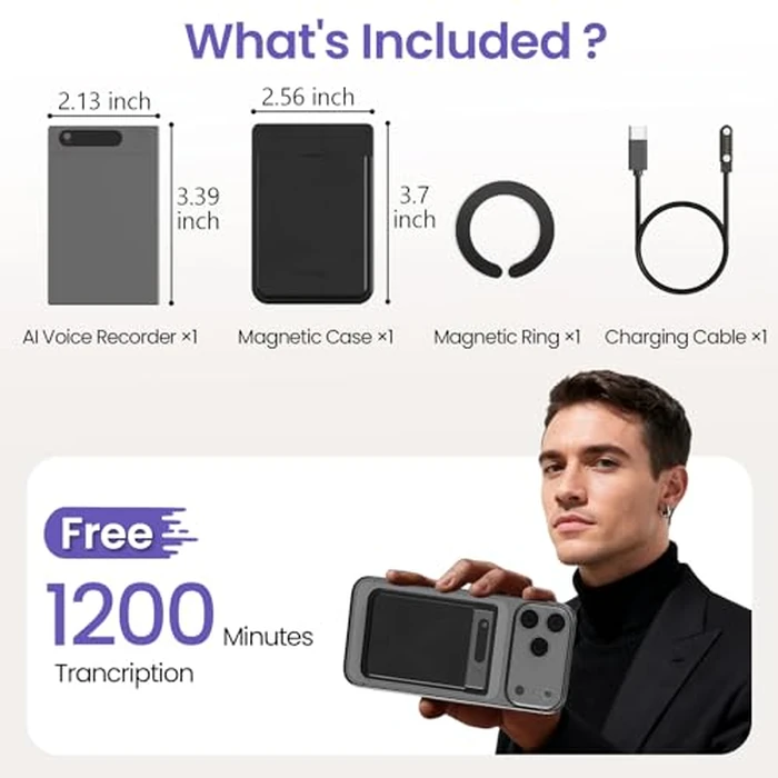 AI Smart Voice Recorder, 64GB 1000+ Hours Audio Recorder with Fast AI Transcription, Summaries, Mind Map, Q&A, Data Safe, Ultra-Thin, Magnetic Case, for Meetings, Calls, Lectures, Matte Grey by Beati Faucet - Image 9