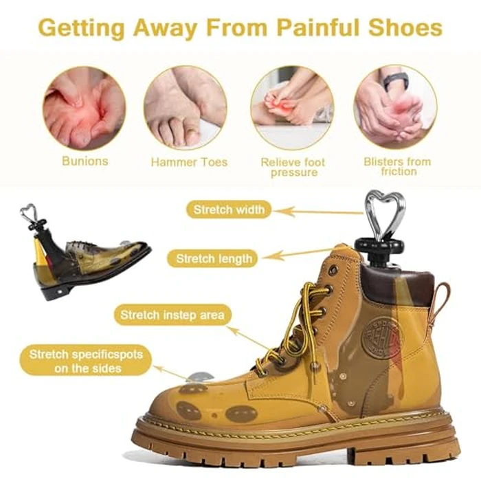 UHIAGREE Shoe Stretcher Women Men, Boot Stretcher, Adjustable Unisex Boot Wide Feet Yellow ABS Plug S (For Wm's 6-11; M's 5-9.5) Pack of 11 by UHIAGREE - Image 3