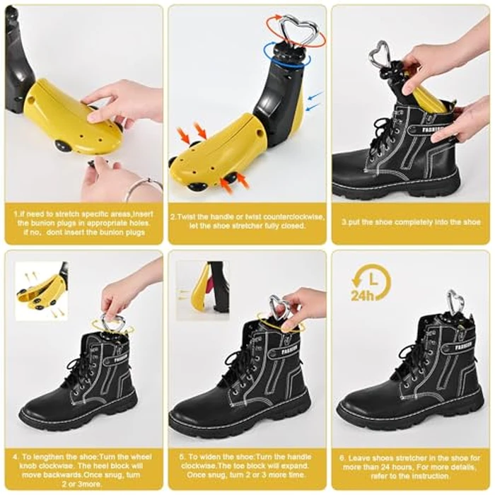 UHIAGREE Shoe Stretcher Women Men, Boot Stretcher, Adjustable Unisex Boot Wide Feet Yellow ABS Plug S (For Wm's 6-11; M's 5-9.5) Pack of 11 by UHIAGREE - Image 5