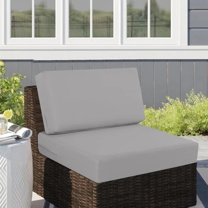 idee-home Outdoor Cushions for Patio Furniture, Outdoor Seat Cushion, Waterproof Couch Hampton Bay Deep Seat Replacement Chair Cushions for Garden Lawn Backyard Deck, 26.5 x 26.5 Grey by idee-home - Image 2