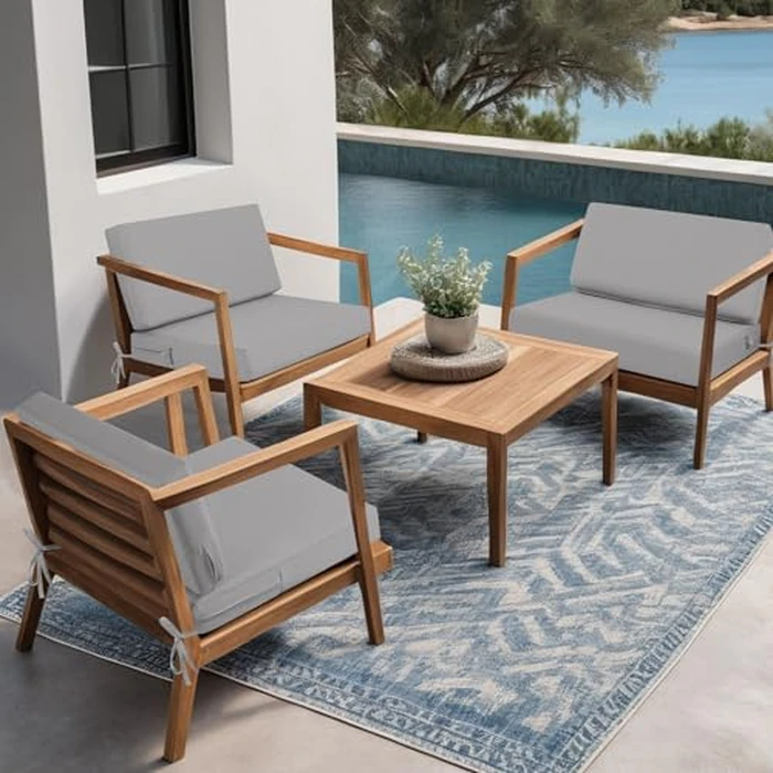 idee-home Outdoor Cushions for Patio Furniture, Outdoor Seat Cushion, Waterproof Couch Hampton Bay Deep Seat Replacement Chair Cushions for Garden Lawn Backyard Deck, 26.5 x 26.5 Grey by idee-home - Image 3