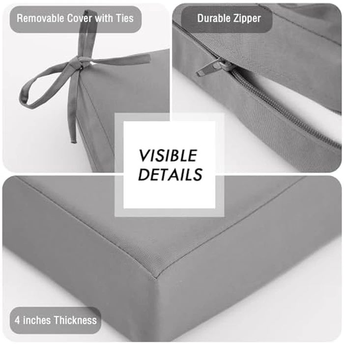 idee-home Outdoor Cushions for Patio Furniture, Outdoor Seat Cushion, Waterproof Couch Hampton Bay Deep Seat Replacement Chair Cushions for Garden Lawn Backyard Deck, 26.5 x 26.5 Grey by idee-home - Image 7