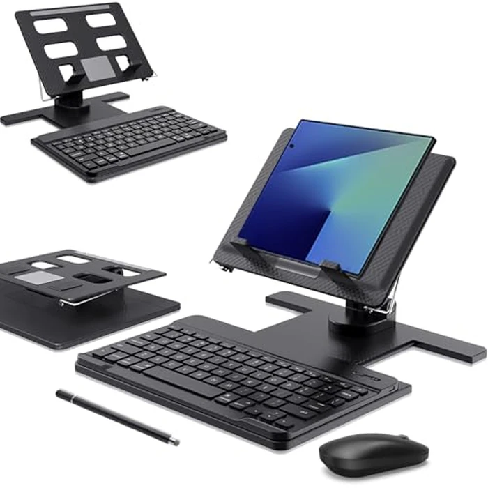 Desk Stand and Bluetooth Keyboard Combo for Samsung Galaxy Z Fold 7/6/5/Z Trifold, 4 in 1 Set Include Mouse Pen, Adjustable Foldable Tablet Stand Holder Fits for 4.7"-13" Smartphones Tablet by voppton - Used - Like New condition - US$45.05