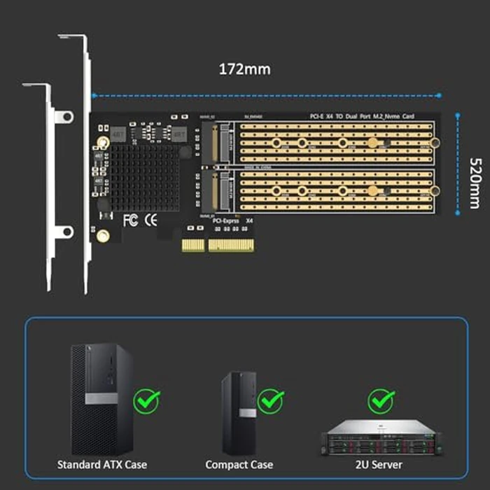 GLOTRENDS PA20 Dual M.2 NVMe to PCIe 3.0 X4 Adapter with PCIe Bifurcation, Setup Soft M.2 NVMe RAID via OS Tool (Support 22110/2280 Size) by GLOTRENDS - Image 8