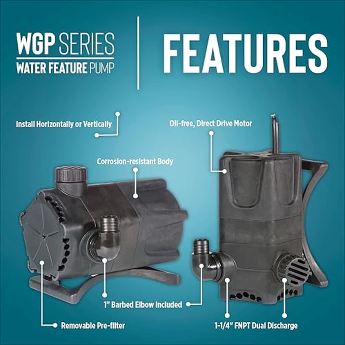 Little Giant WGP-95-PW 115 Volt, 4280 GPH Dual Discharge Direct Drive Submersible Waterfall and Pond Pump, Black, 566407 by Little Giant - Image 4