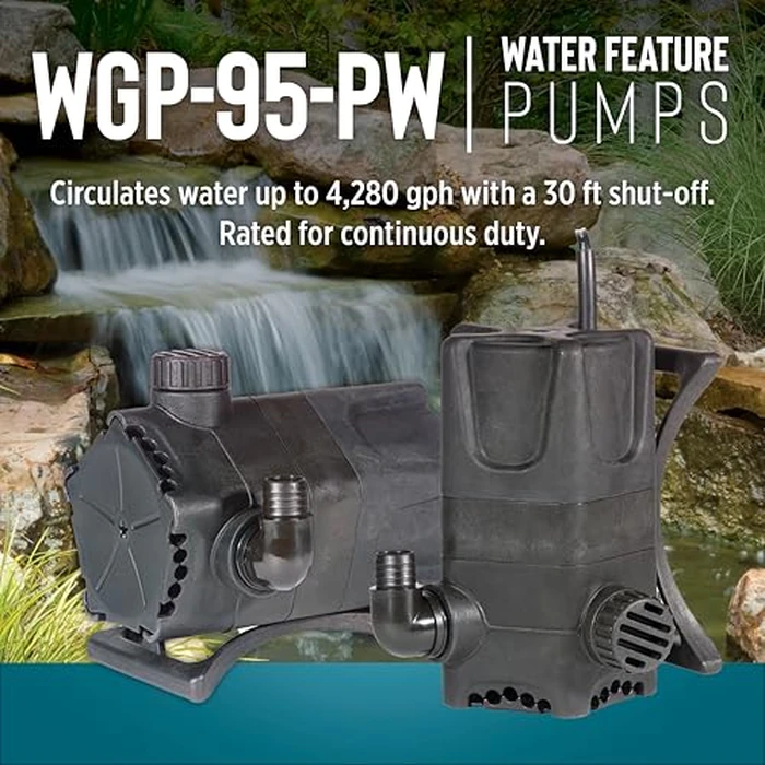 Little Giant WGP-95-PW 115 Volt, 4280 GPH Dual Discharge Direct Drive Submersible Waterfall and Pond Pump, Black, 566407 by Little Giant - Image 6